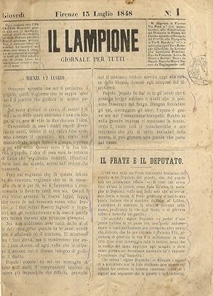 LAMPIONE (IL). Giornale per tutti. Dal n. 1 del 13 luglio 1848 al n. 221 del 10 aprile 1849 (+ al...