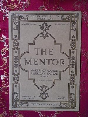 Seller image for THE MENTOR: MAKERS OF MODERN AMERICAN FICTION (WOMEN). AUGUST 15, 1919, VOLUME 7, NUMBER 13, SERIAL NO. 185 for sale by Robert Gavora, Fine & Rare Books, ABAA