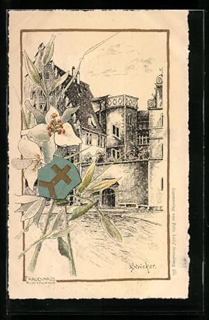 Künstler-Carte postale Strassburg, Frauenhaus, armoiries des Frauenhauses