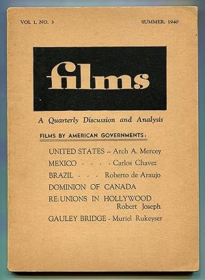 Bild des Verkufers fr Films: A Quarterly Discussion and Analysis - Vol. 1, No. 3, Summer 1940 zum Verkauf von Between the Covers-Rare Books, Inc. ABAA