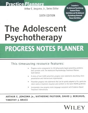 Imagen del vendedor de Adolescent Psychotherapy Progress Notes Planner a la venta por GreatBookPrices