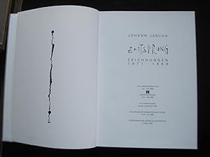 Bild des Verkufers fr Johann Jascha. Zeitsprung. Zeichnungen 1971 - 1988. 9. 2 - 12. 3. 1989. Wiener Secession, 25. 4. - 28. 5. 1989. Kulturhaus Graz, August - September 1989. Mit einem eingebundenen Zeichenblatt mit kleiner Zeichnung und Signatur und 1 weitere Mischtechnik zum Verkauf von Antiquariat Schleifer