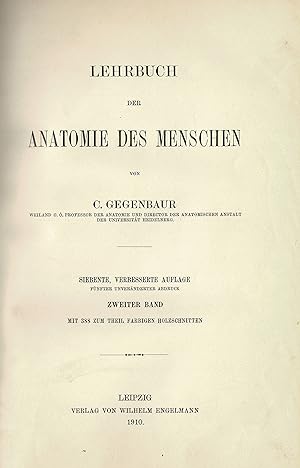 Lehrbuch der Anatomie des Menschen (nur Bd. 2 Originalausgabe 1910)