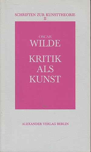 Seller image for Kritik als Kunst. for sale by PRISCA