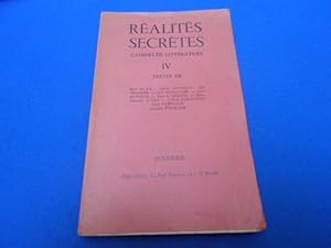 Seller image for REALITES SECRETES. Cahiers de Littrature IV for sale by Emmanuelle Morin