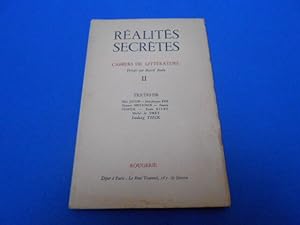 Imagen del vendedor de REVUE: REALITES SECRETES II. Cahiers de littrature diriges par Marcel Balu a la venta por Emmanuelle Morin