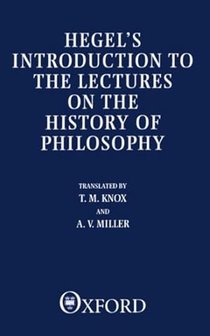 Image du vendeur pour Introduction to the Lectures on the History of Philosophy mis en vente par GreatBookPricesUK