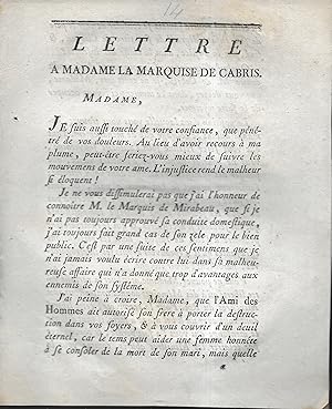 Lettre à Madame la marquise de Cabris