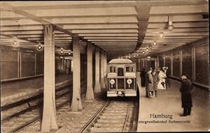 Ansichtskarte / Postkarte Hamburg Mitte Altstadt, Untergrundbahnhof Rathausmarkt mit U-Bahn