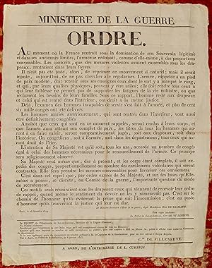 Ministère de la Guerre. Ordre