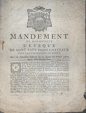 Mandement de Monseigneur l'Évêque de Saint-Paul-trois-Châteaux