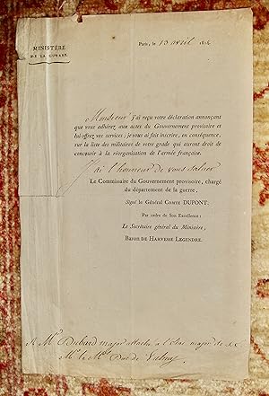 Inscription sur la liste des militaires en vue de réorganiser l'armée française