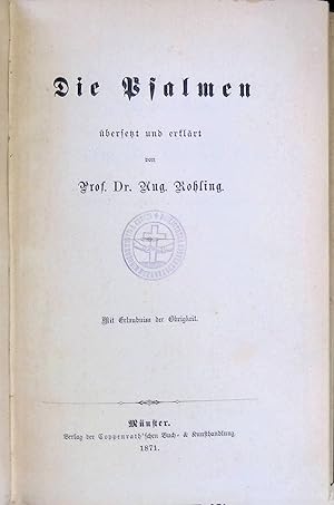 Seller image for Die Psalmen. Die heiligen Schriften des Alten Testamentes, 3. Abt. : Die poetischen Bcher, 1. for sale by books4less (Versandantiquariat Petra Gros GmbH & Co. KG)