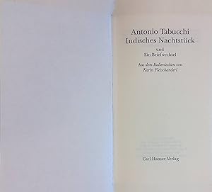 Seller image for Indisches Nachtstck und Ein Briefwechsel. Aus dem Ital. von Karin Fleischanderl for sale by books4less (Versandantiquariat Petra Gros GmbH & Co. KG)