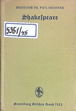 Bild des Verkufers fr Shakespeare. Sammlung Gschen, Bd.1142 zum Verkauf von books4less (Versandantiquariat Petra Gros GmbH & Co. KG)