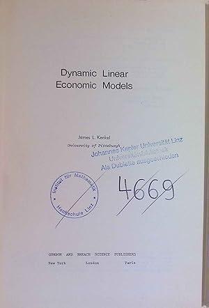 Image du vendeur pour Dynamic linear economic models mis en vente par books4less (Versandantiquariat Petra Gros GmbH & Co. KG)