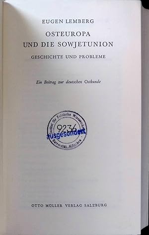 Bild des Verkufers fr Osteuropa und die Sowjetunion: Geschichte und Probleme: Ein Beitrag zur deutschen Ortskunde. zum Verkauf von books4less (Versandantiquariat Petra Gros GmbH & Co. KG)