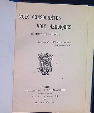Imagen del vendedor de Voix Consolantes, Voix Hroiques. a la venta por books4less (Versandantiquariat Petra Gros GmbH & Co. KG)