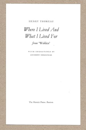 Immagine del venditore per Where I Lived And What I Lived For - from Walden [Prospectus] venduto da The Bookshop at Beech Cottage