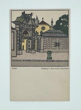 ["Wien Eingang in das untere Belvedere"]. (= Wiener Werkstätte Postkarte, Nr. 299).