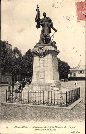Ansichtskarte / Postkarte Asnières-sur-Seine Hauts-de-Seine, Denkmal