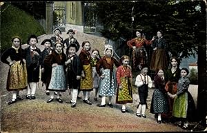 Ansichtskarte / Postkarte Thüringer Dorfjugend, Kinder in Trachten, Jungen mit Pfeifen