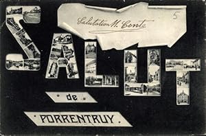 Buchstaben Ansichtskarte / Postkarte Pruntrut Porrentruy Kanton Jura, Souvenir