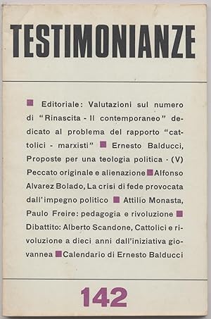 Testimonianze - n. 142 Marzo 1972 (Rivista religiosa a carattere politico-sociale)