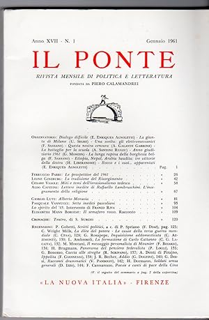 Il Ponte Rivista di dibattito politico e culturale fondata da Pietro Calamandrei - Annata 1961 co...