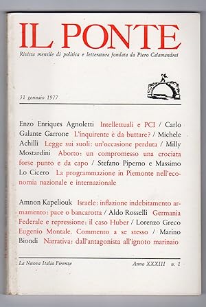 Il Ponte Rivista mensile di politica e letteratura fondata da Pietro Calamandrei - Annata 1977 co...
