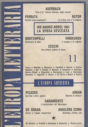 Imagen del vendedor de l'Europa letteraria - Rivista bimestrale ottobre 1961 Anno II n. 11 a la venta por Studio bibliografico Faita