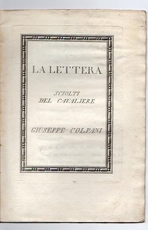 La lettera Sciolti del Cavaliere Giuseppe Colpani