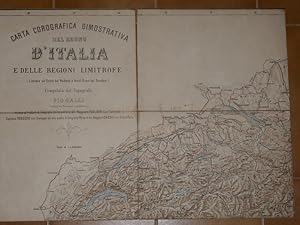 Seller image for Carta geografica dimostrativa del Regno d'Italia e delle regioni limitrofe compilata dal topografo Pio Galli - La carta completa  divisa in 8 parti: questa  la parte del nord-ovest del Regno d'Italia (parte superiore-Bellinzona/Ginevra) for sale by Studio bibliografico Faita