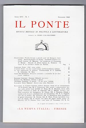 Il Ponte Rivista di dibattito politico e culturale fondata da Pietro Calamandrei - Annata 1960 co...