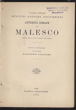 Notizie storiche, statuti antichi, documenti e antichità romane di Malesco, comune della Valle Vi...
