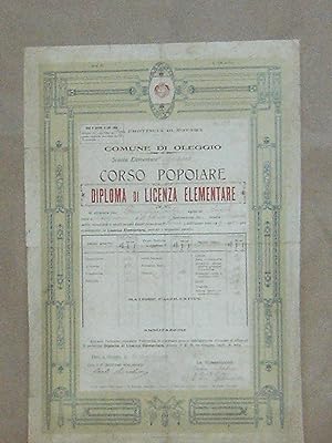 Diploma di licenza elementare Comune di Oleggio provincia di Novara anno scolastico 1919-20