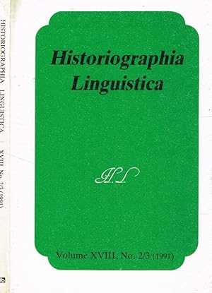 Bild des Verkufers fr Historiographia linguistica vol.XVIII, n.2/3, 1991 zum Verkauf von Biblioteca di Babele