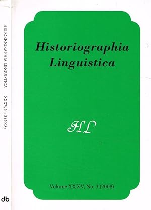 Bild des Verkufers fr Historiographia linguistica vol.XXXV, n.3, 2008 zum Verkauf von Biblioteca di Babele