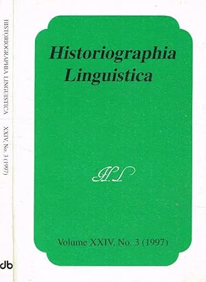 Bild des Verkufers fr Historiographia linguistica Vol.XXIV, n.3, 1997 zum Verkauf von Biblioteca di Babele