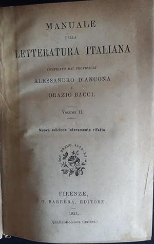 Image du vendeur pour Manuale della letteratura italiana volume II mis en vente par librisaggi