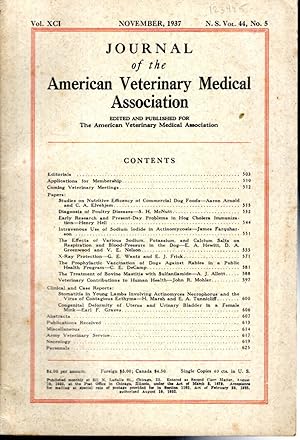 Seller image for Journal of the American Veterinary Medical Association: Volume 44, No 5: November, 1937 for sale by Dorley House Books, Inc.