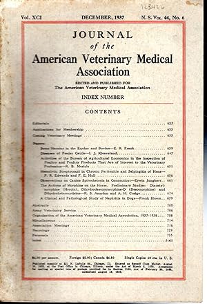Seller image for Journal of the American Veterinary Medical Association: Volume 44, No 6: December, 1937 for sale by Dorley House Books, Inc.