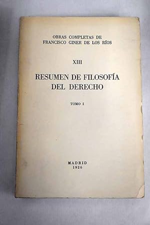 Seller image for Resumen de filosofa del Derecho, Tomo I for sale by Alcan Libros