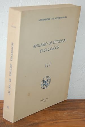Imagen del vendedor de Universidad de Extremadura. ANUARIO DE ESTUDIOS FILOLGICOS III a la venta por EL RINCN ESCRITO