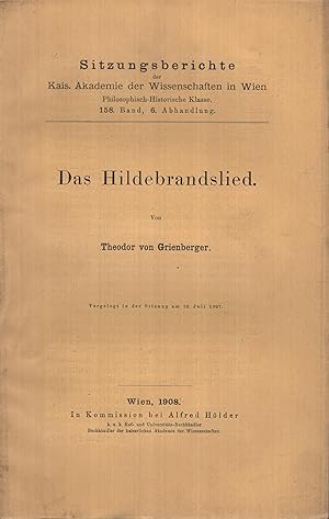 Imagen del vendedor de Das Hildebrandslied a la venta por PRISCA