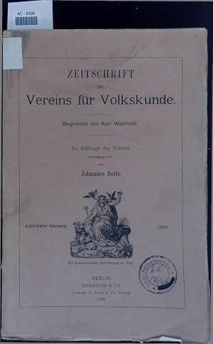 Image du vendeur pour Zeitschrift Vereins fr Volkskunde. 18. Jahrgang mis en vente par Antiquariat Bookfarm