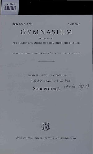 Seller image for Gymnasium. Zeitschrift fr Kultur der Antike und Humanistische Bildung. Band 88. Heft 5 for sale by Antiquariat Bookfarm