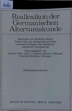 Immagine del venditore per Reallexikon der Germanischen Altertumskunde. venduto da Antiquariat Bookfarm