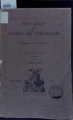 Image du vendeur pour Zeitschrift des Vereins fr Volkskunde. Zwlfter Jahrgang mis en vente par Antiquariat Bookfarm