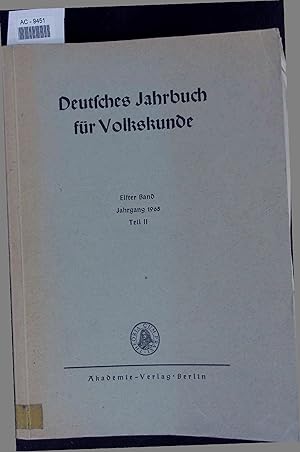 Bild des Verkufers fr Deutsches Jahrbuch fr Volkskunde. Erster Band, Teil II, Jahrgang 1961 zum Verkauf von Antiquariat Bookfarm